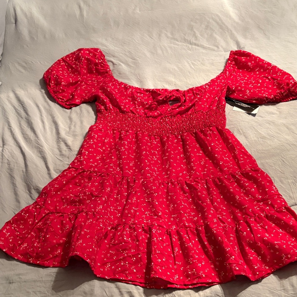Blush Red Floral Dress